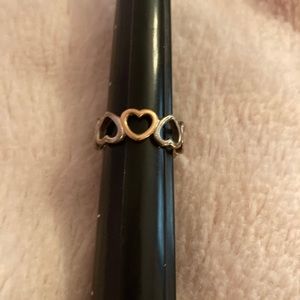 Tiffany & Co 925 & 18k Open Hearts Cutout Ring S 6